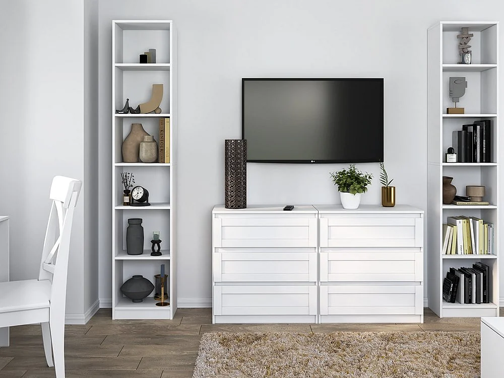 PAFOS Witryna |Biała | 40x29x200 CM | Regał Biurowy Klasyczny