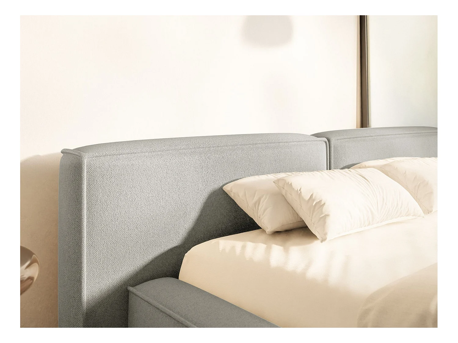 Polsterbett 180x200 mit Bettkasten – Lattenrost – Chenille – hellgrau – TILVES LOW