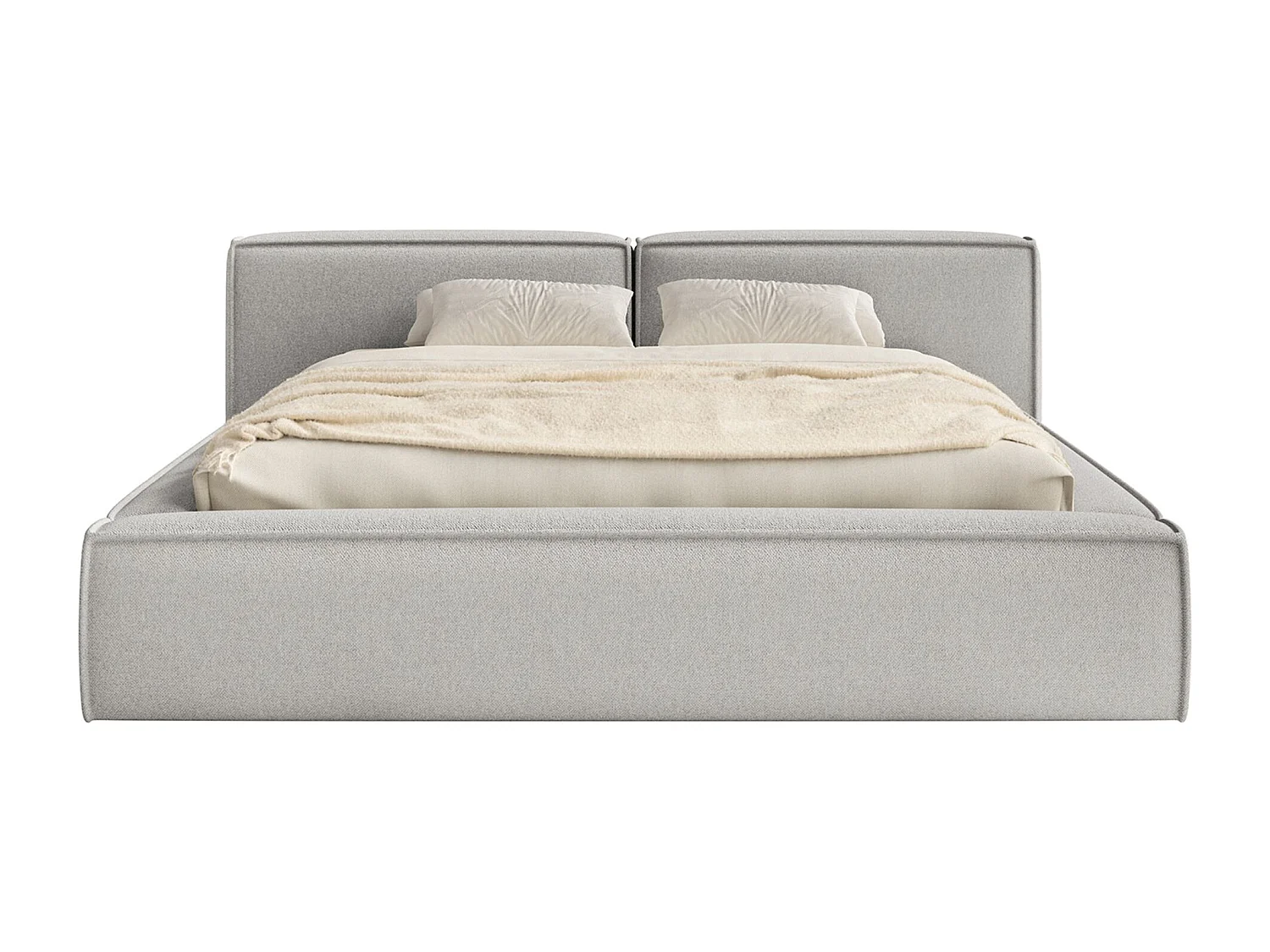 Polsterbett 180x200 mit Bettkasten – Lattenrost – Chenille – hellgrau – TILVES LOW