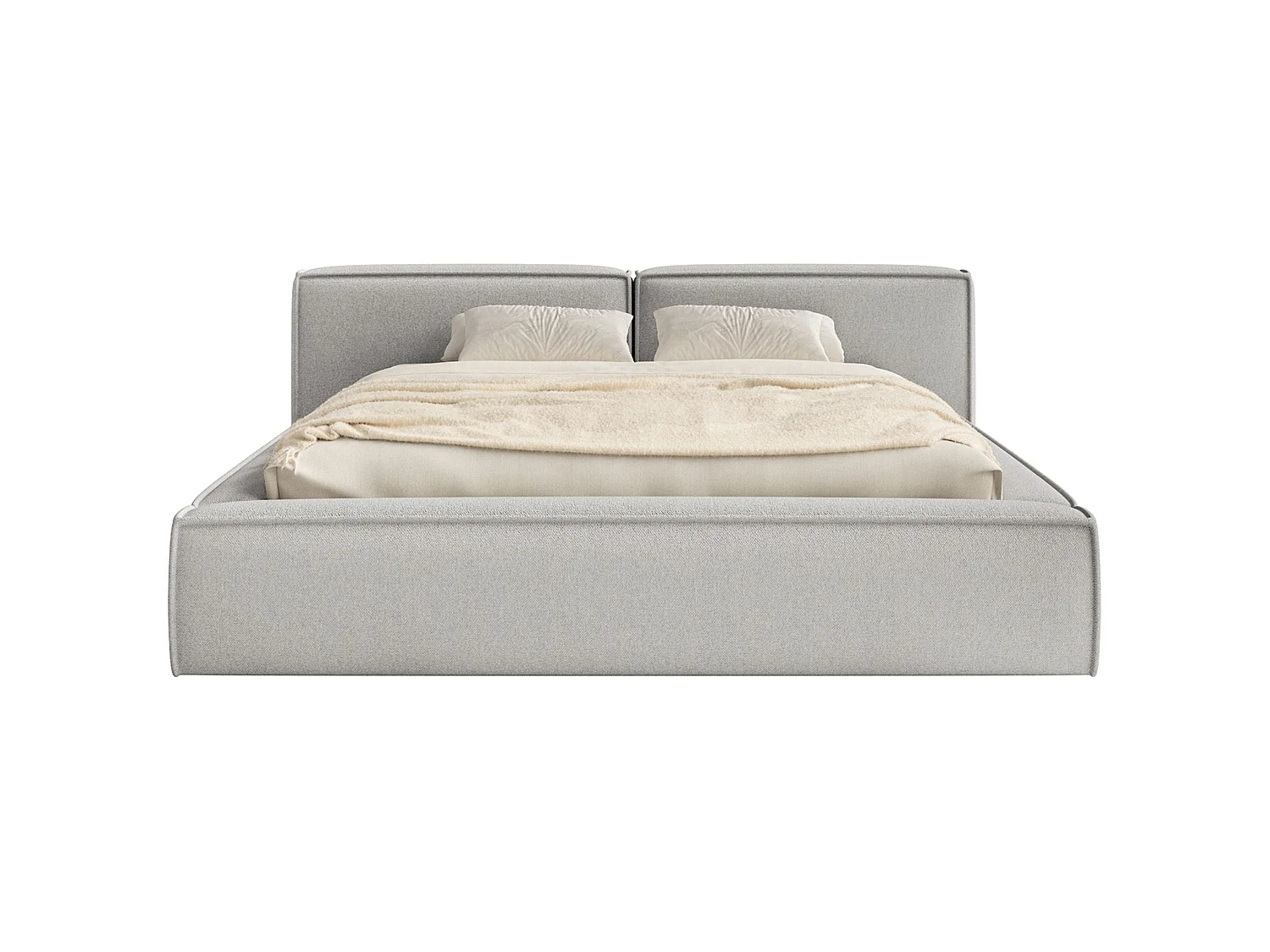 Opbergbed 180x200 cm – met lattenbodem – chenille – lichtgrijs – TILVES LOW