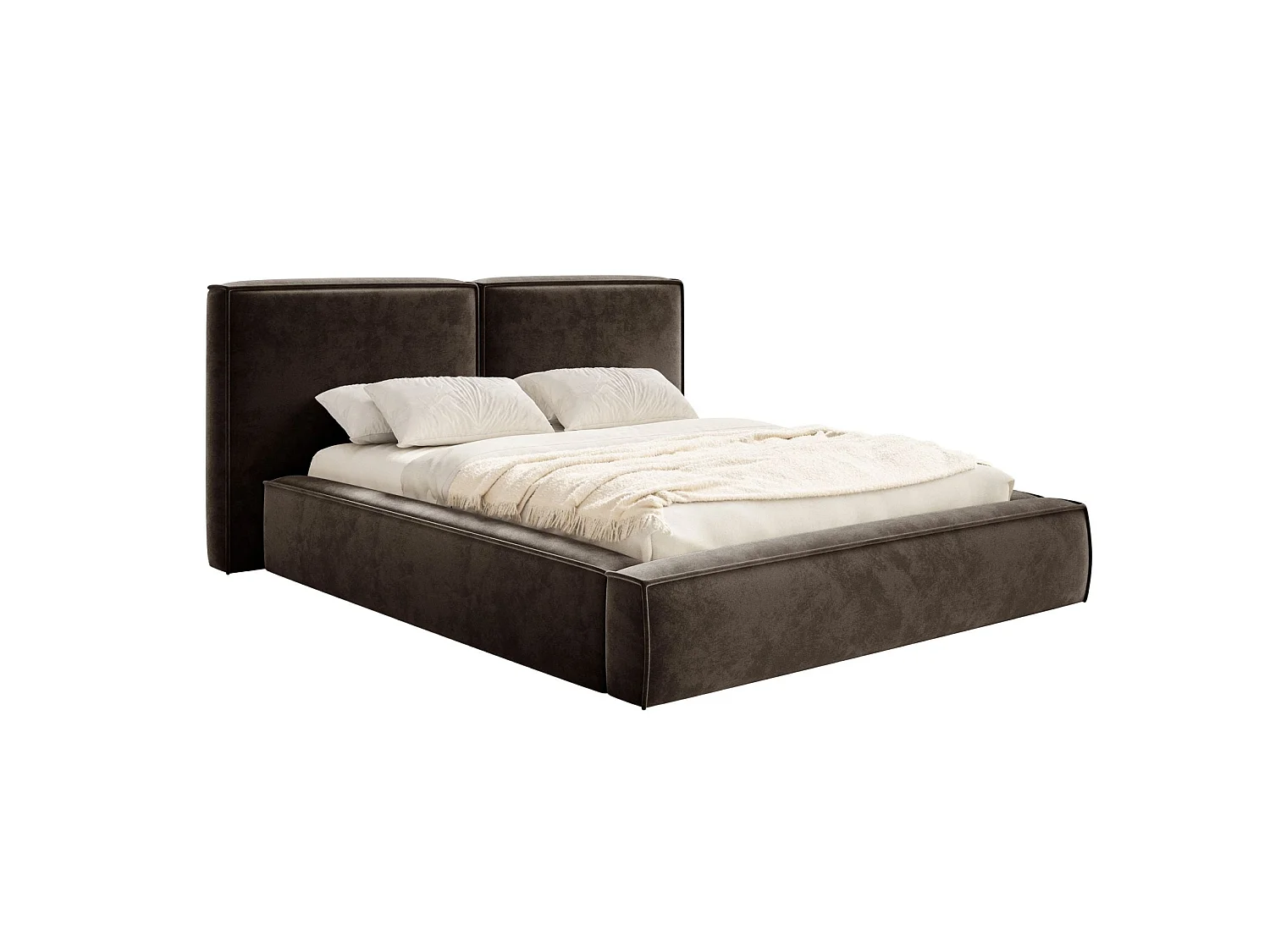 Gestoffeerd bed 180x200 – opbergruimte – lattenbodem – velours – bruin – TILVES