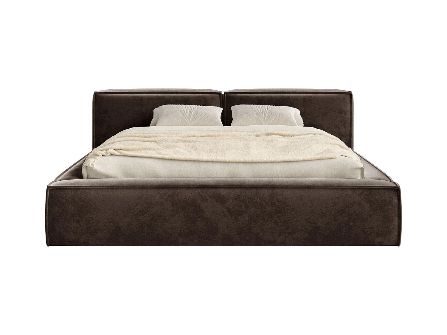 Polsterbett 180x200 mit Bettkasten – Lattenrost – Velours – braun – TILVES LOW