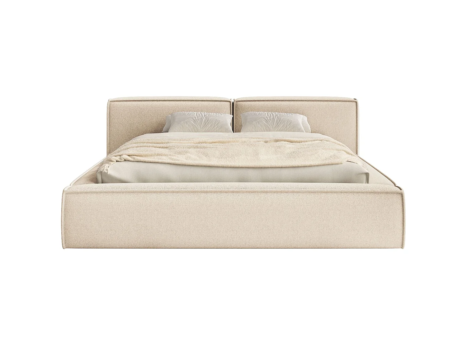 Opbergbed 160x200 cm – met lattenbodem – chenille – lichtbeige – TILVES LOW