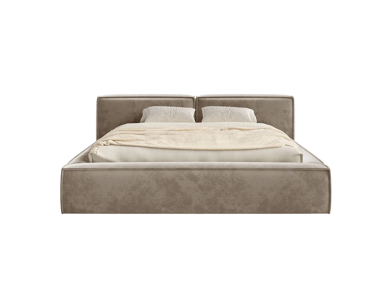 Opbergbed 160x200 cm – met lattenbodem – velours – lichtbruin – TILVES LOW