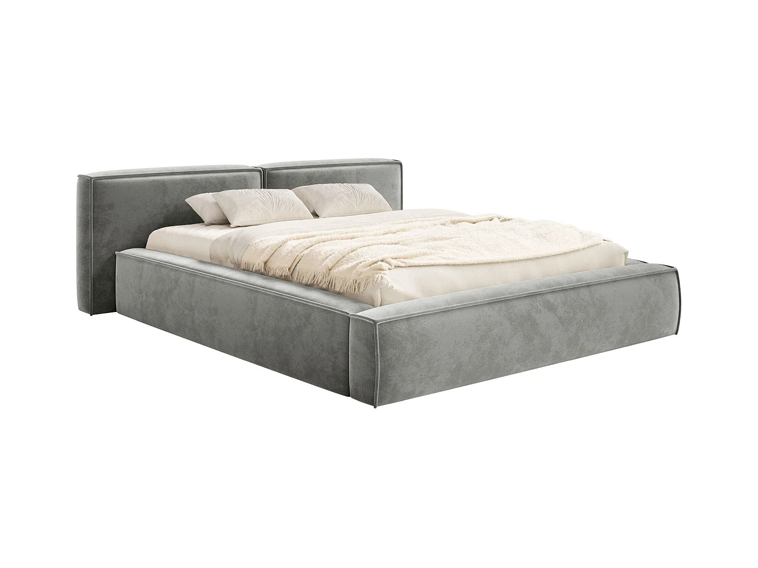 Polsterbett 160x200 mit Bettkasten – Lattenrost – Velours – grau – TILVES LOW