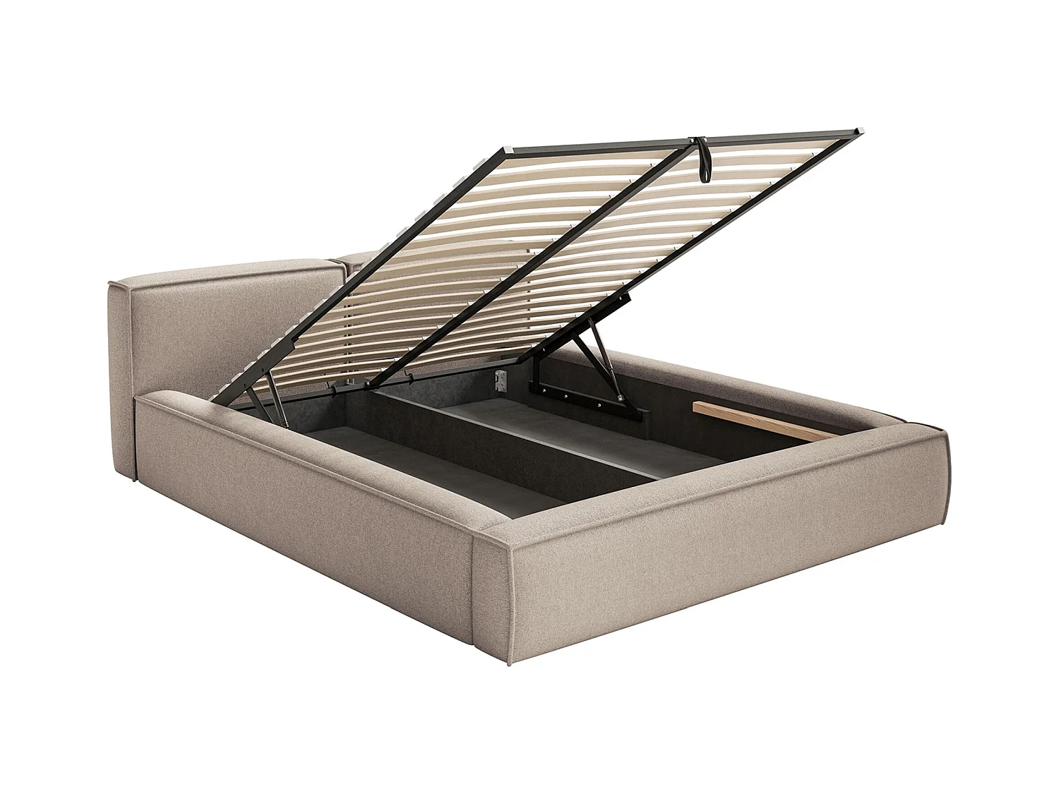 Polsterbett 200x200 mit Bettkasten – Lattenrost – Chenille – beige – TILVES SLIM