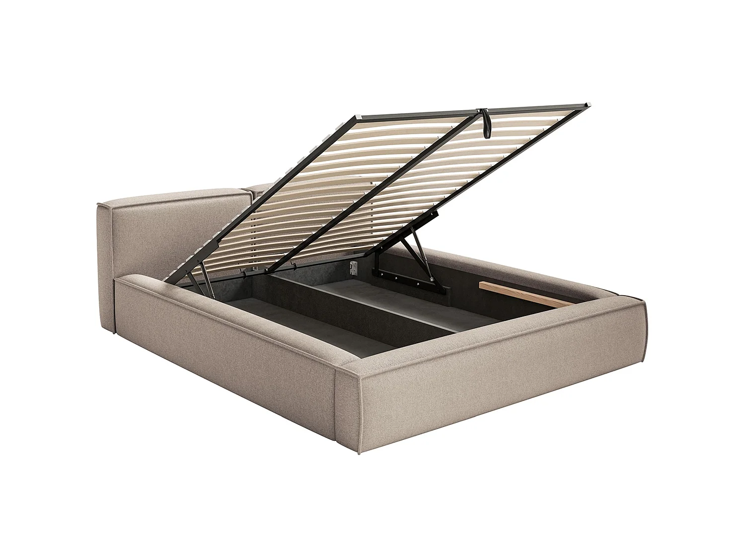 Opbergbed 200x200 cm – met lattenbodem – chenille – beige – TILVES SLIM