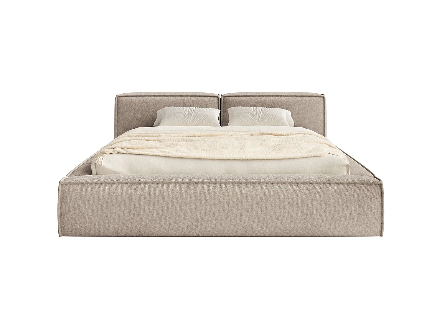 Opbergbed 200x200 cm – met lattenbodem – chenille – beige – TILVES SLIM