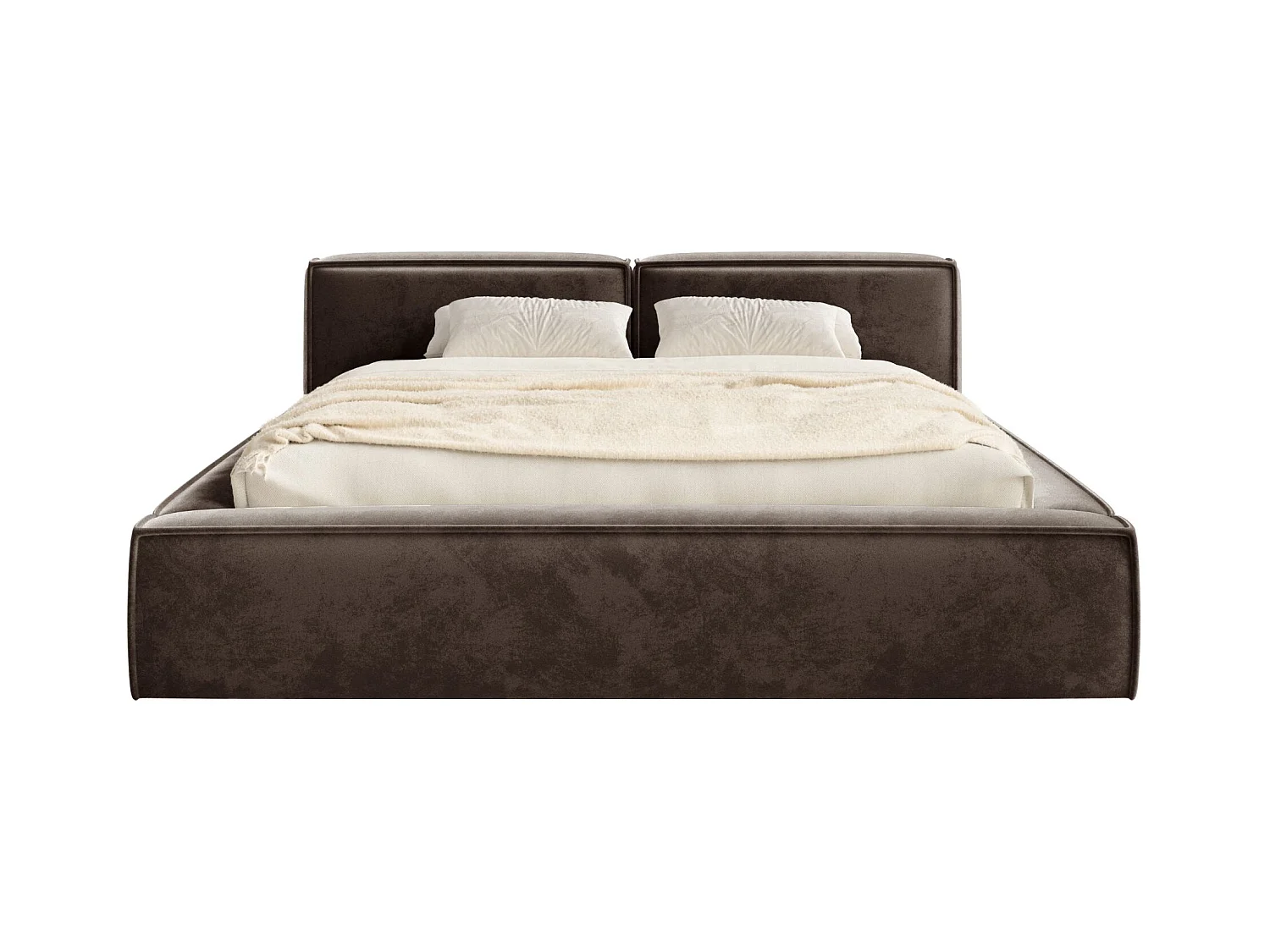 Polsterbett 140x200 mit Bettkasten – Lattenrost – Velours – braun – TILVES SLIM