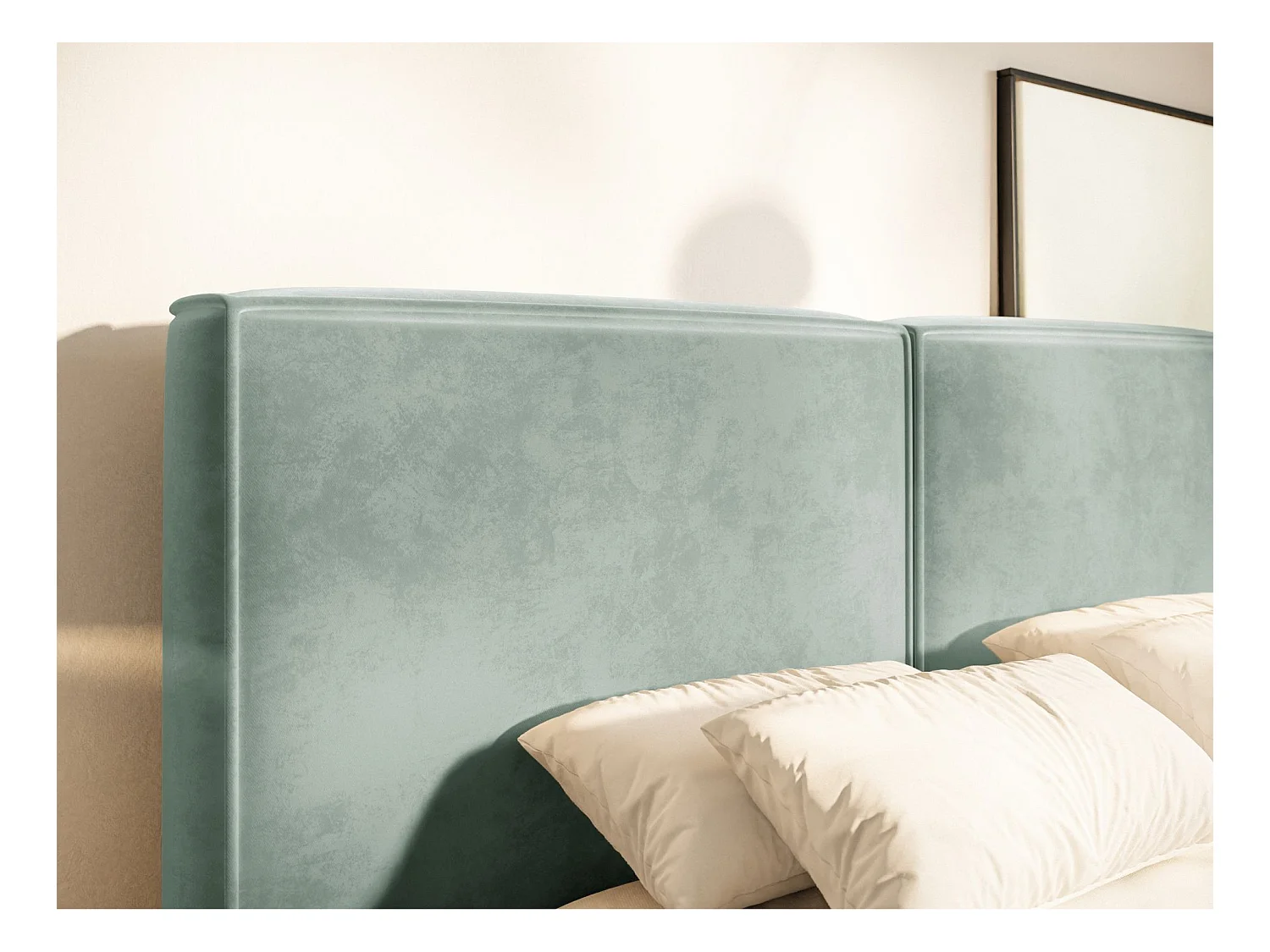 Polsterbett 160x200 mit Bettkasten – Lattenrost – Velours – salbeigrün – TILVES