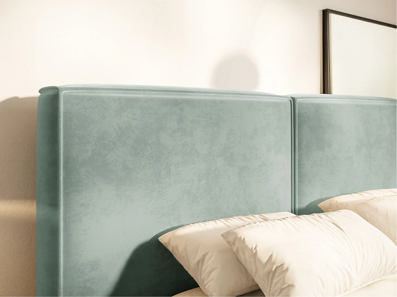 Polsterbett 160x200 mit Bettkasten – Lattenrost – Velours – salbeigrün – TILVES