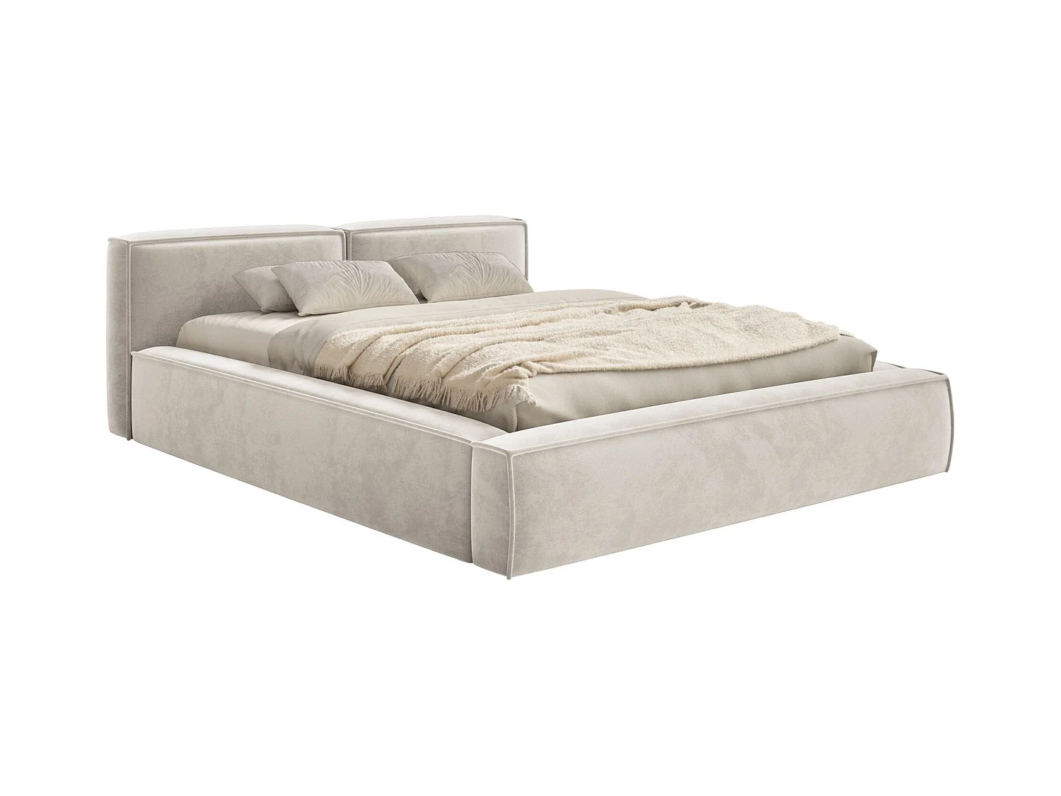 Polsterbett 180x200 mit Bettkasten – Lattenrost – Velours – graubeige – TILVES SLIM