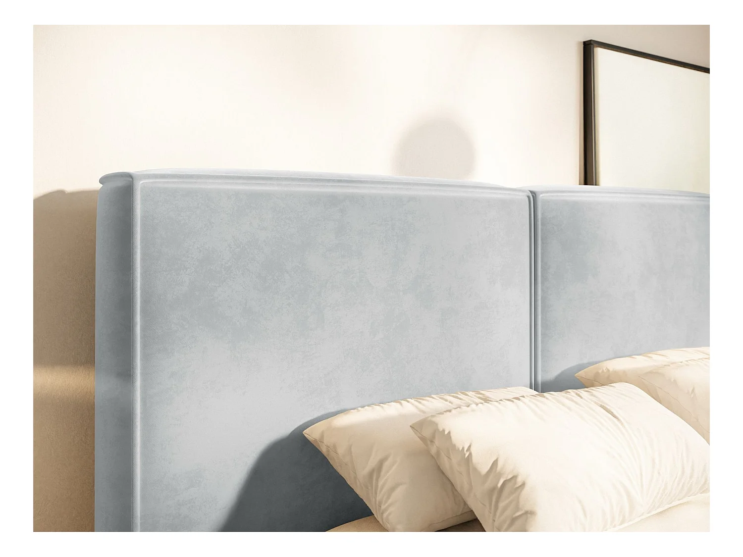 Polsterbett 140x200 mit Bettkasten – Lattenrost – Velours – hellgrau – TILVES