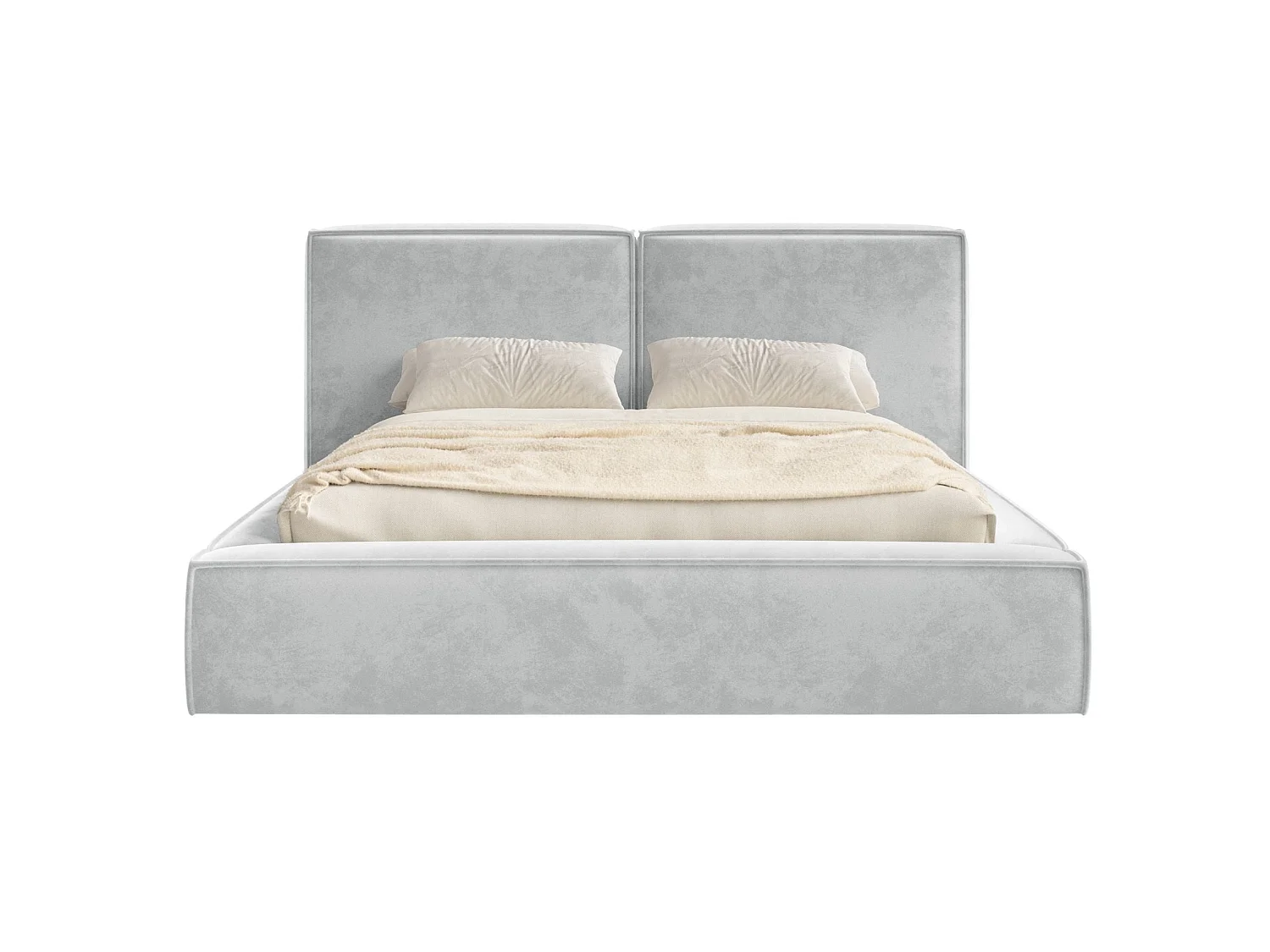 Gestoffeerd bed 140x200 – opbergruimte – lattenbodem – velours – lichtgrijs – TILVES