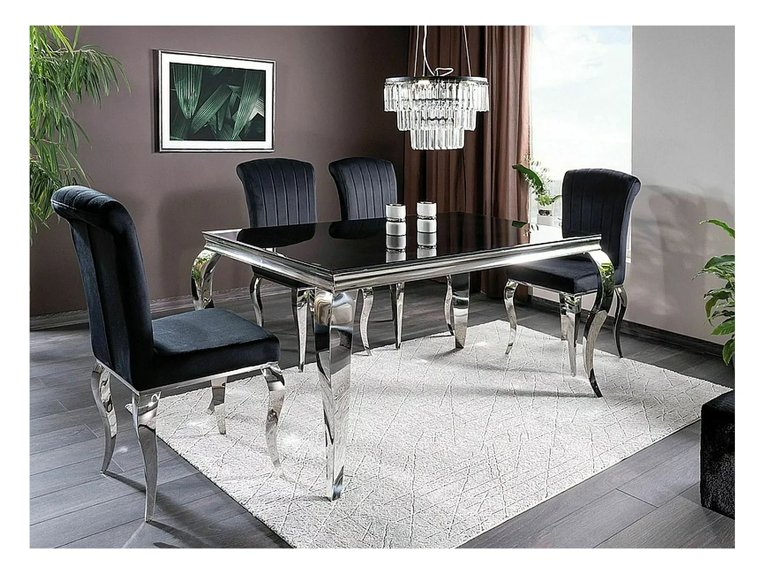 ESSTISCH Prince schwarz / Chrom 180 / 90 / 75cm