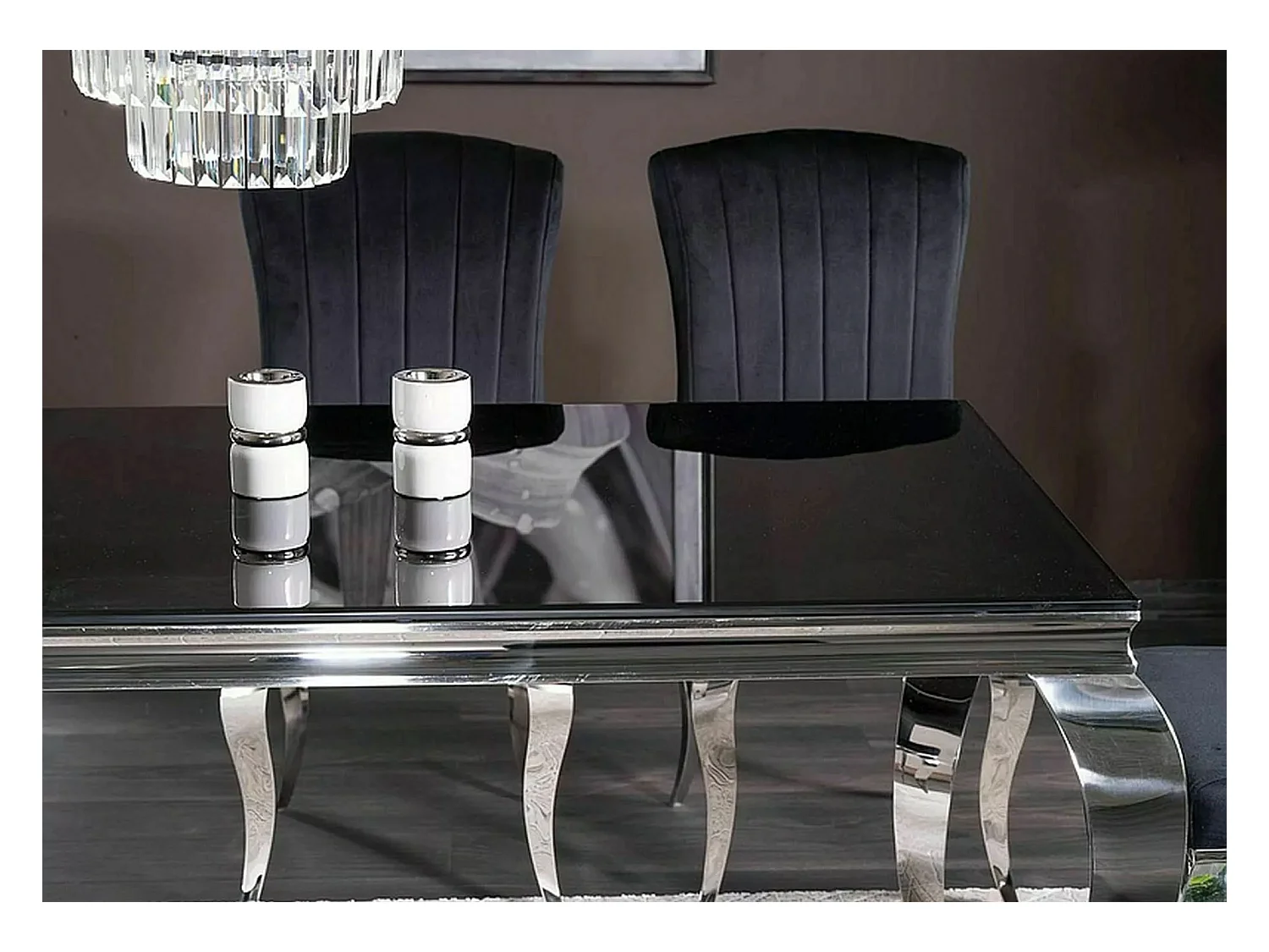 ESSTISCH Prince schwarz / Chrom 180 / 90 / 75cm