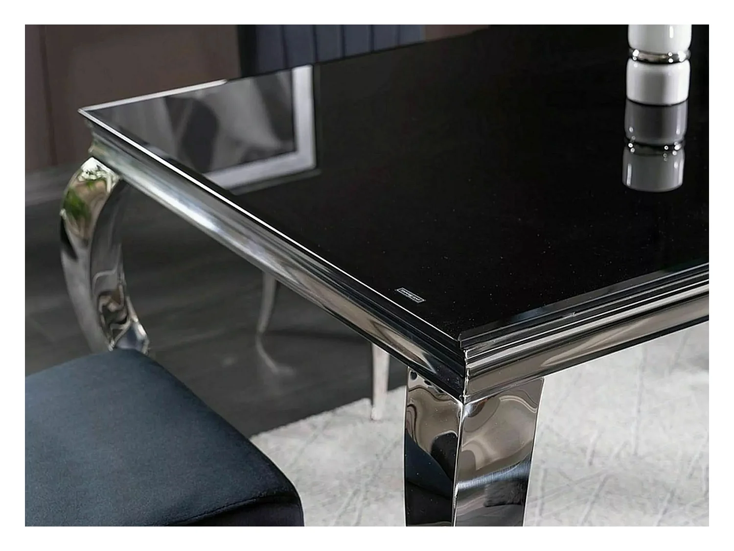 ESSTISCH Prince schwarz / Chrom 180 / 90 / 75cm