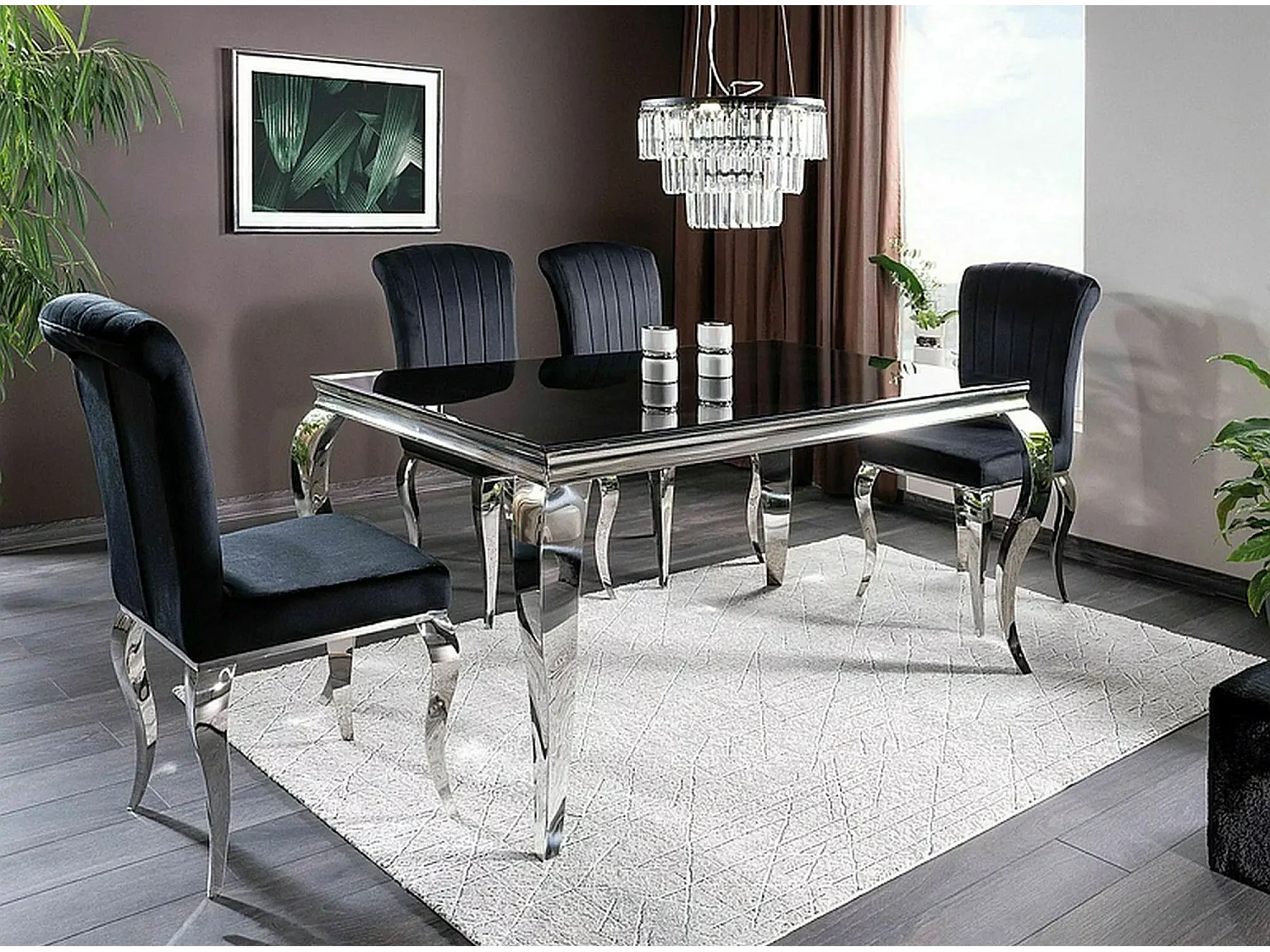 ESSTISCH Prince schwarz / Chrom 180 / 90 / 75cm