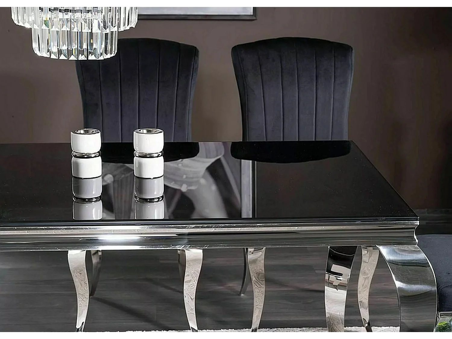 ESSTISCH Prince schwarz / Chrom 180 / 90 / 75cm