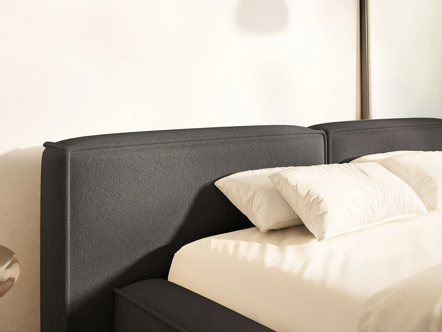 Lit coffre 140x200 avec coffre – sommier à lattes – chenille – gris graphite – TILVES LOW