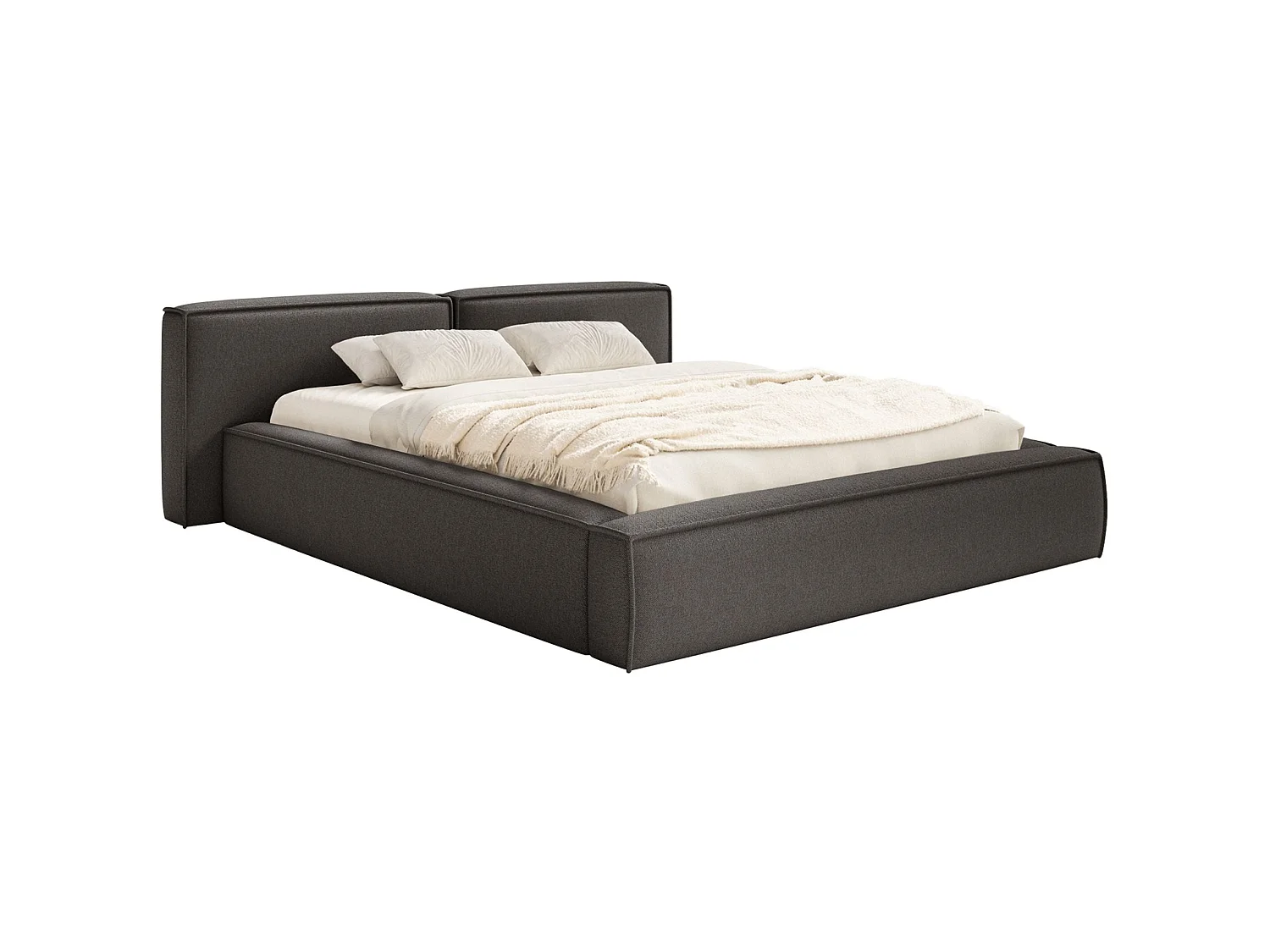 Opbergbed 140x200 cm – met lattenbodem – chenille – grafietgrijs – TILVES LOW