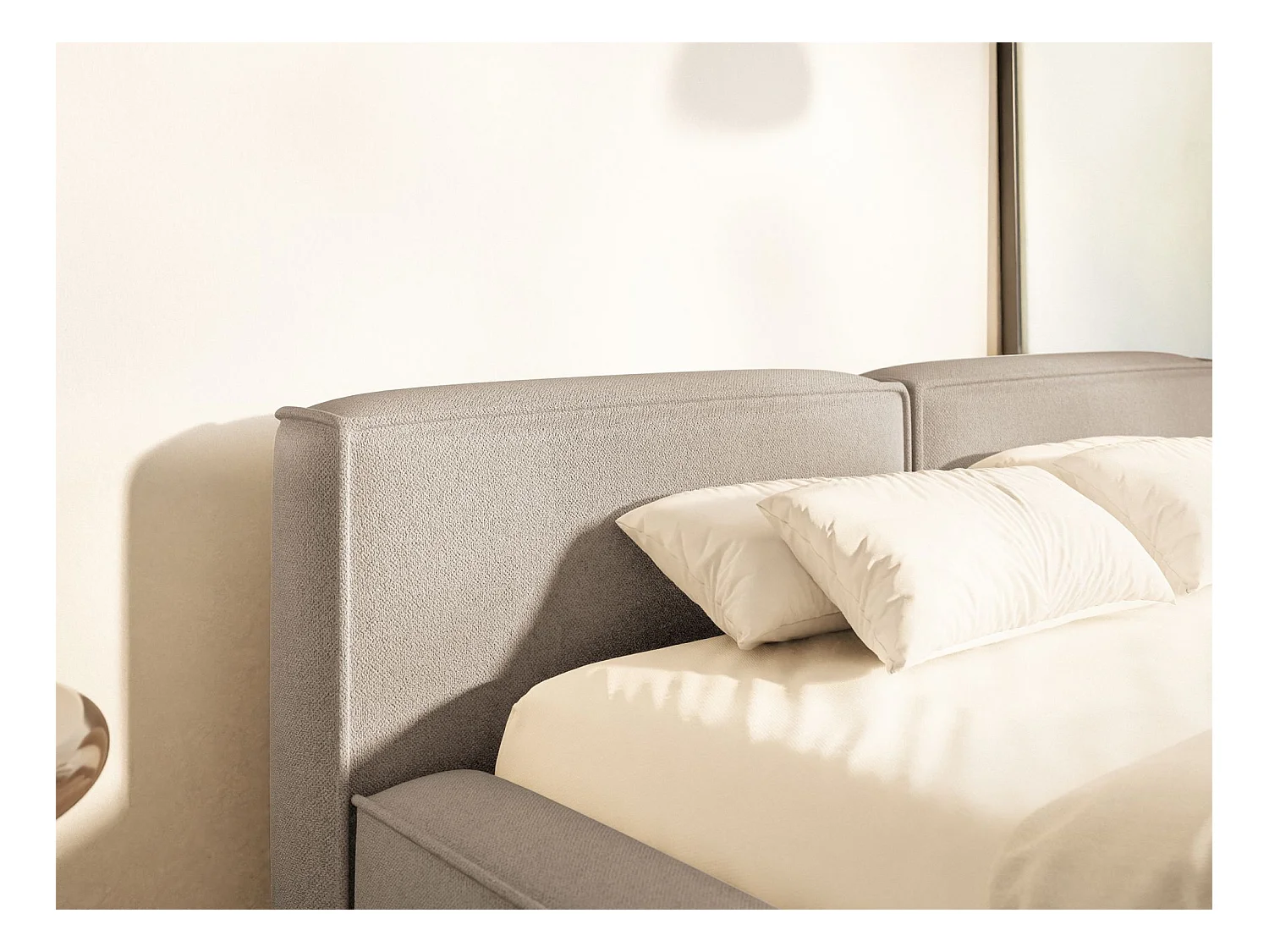 Opbergbed 160x200 cm – met lattenbodem – chenille – beige – TILVES SLIM