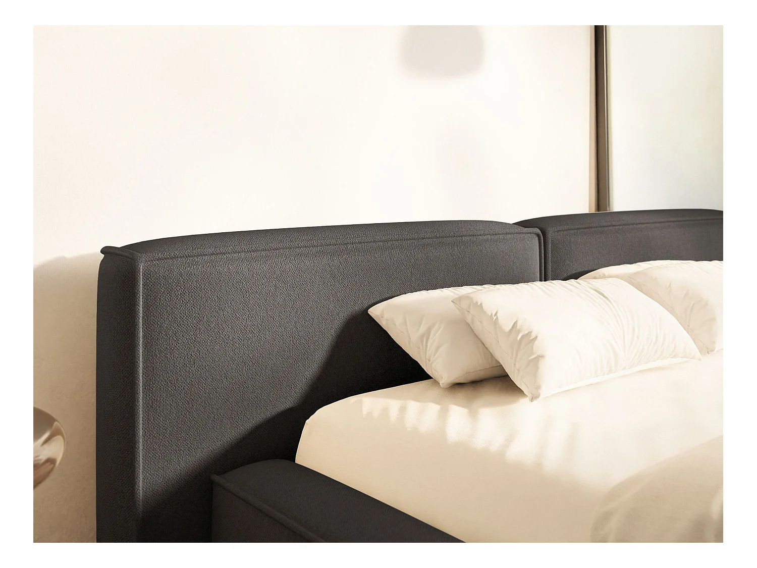 Polsterbett 180x200 mit Bettkasten – Lattenrost – Chenille – grafit – TILVES LOW