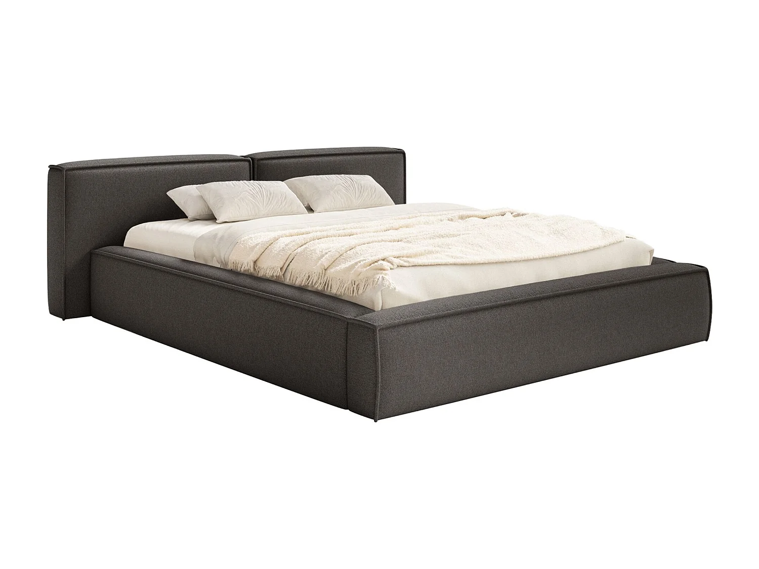 Polsterbett 180x200 mit Bettkasten – Lattenrost – Chenille – grafit – TILVES LOW