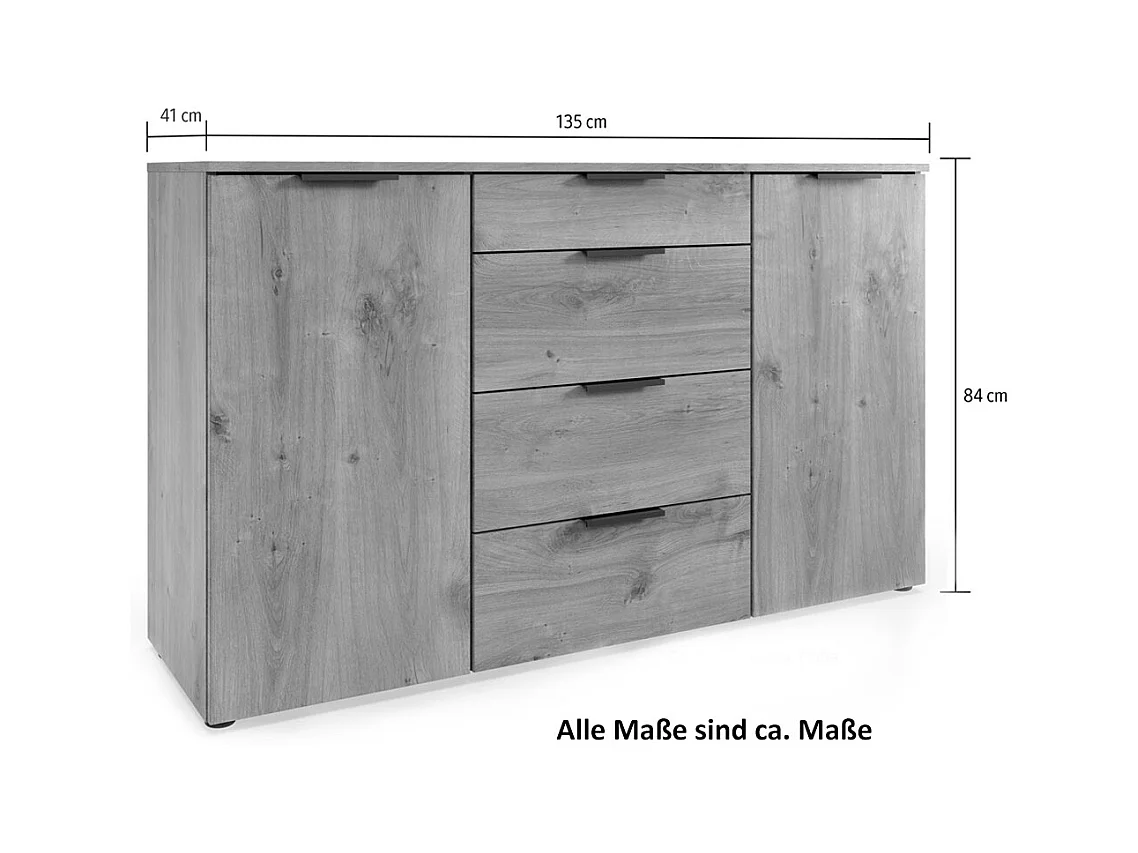 KOMMODE Level weiß 135 / 41 / 84cm