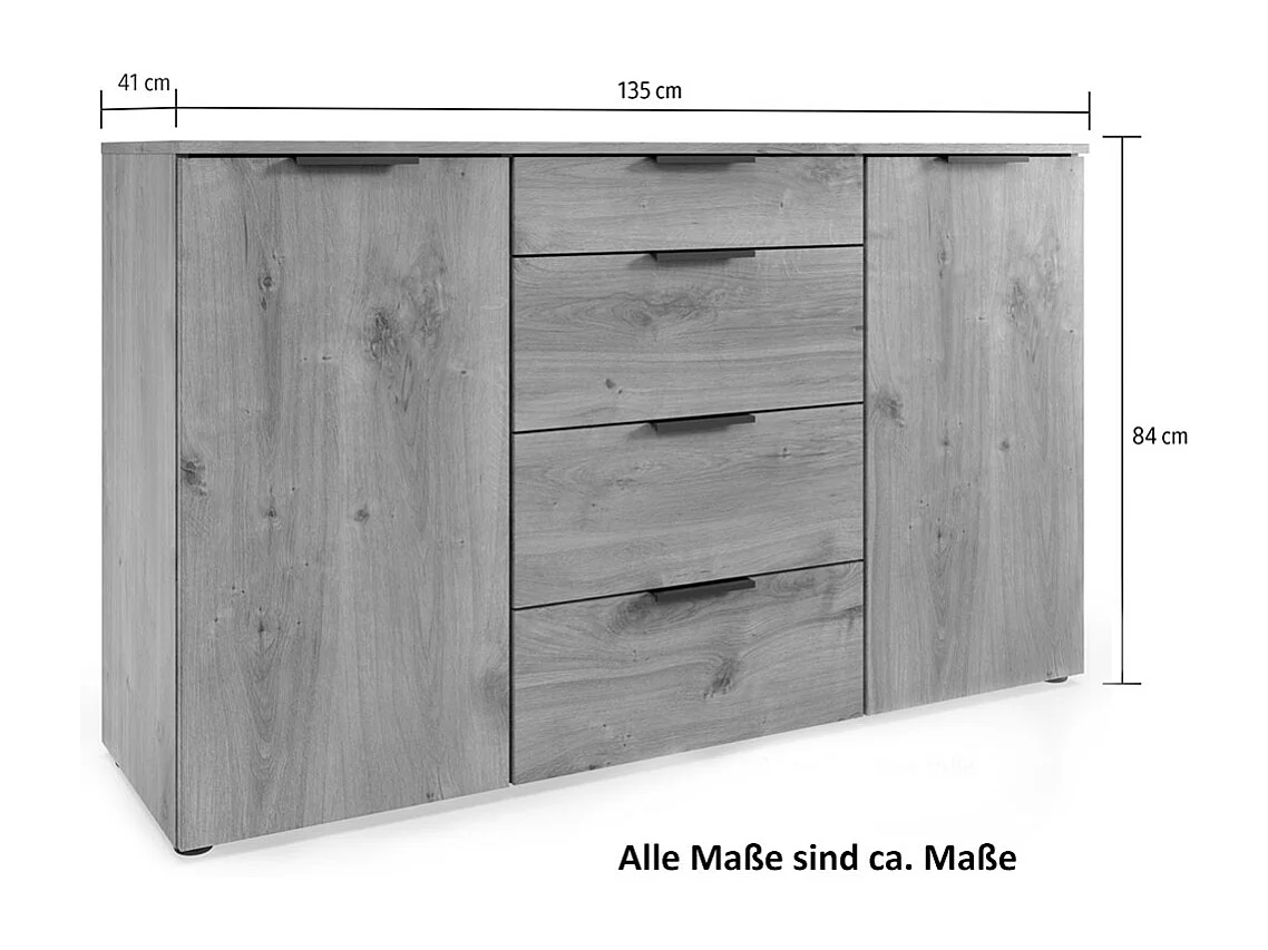 KOMMODE Level weiß 135 / 41 / 84cm