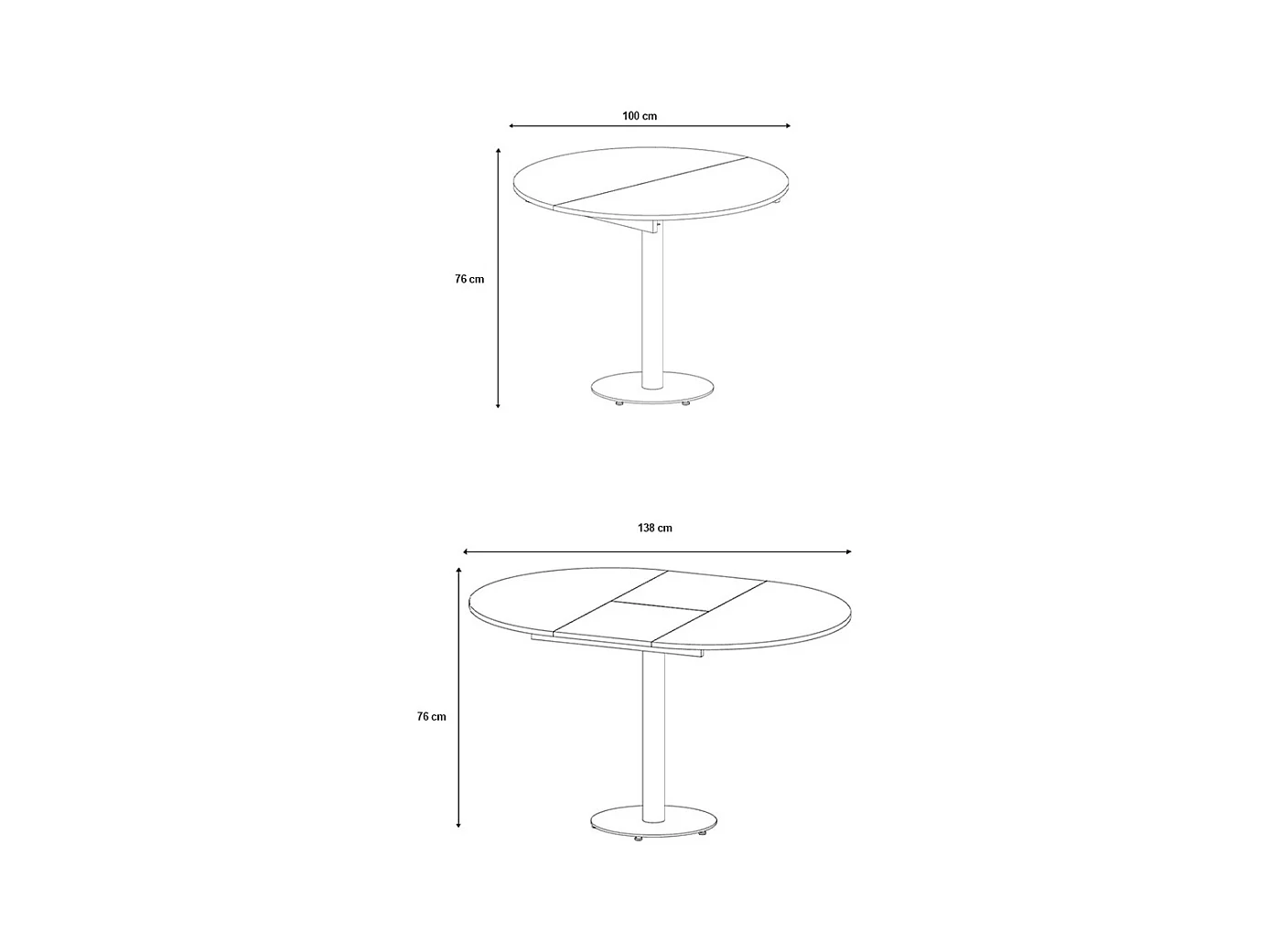 ESSTISCH Borte Icy Weiß / graphit 100-138 / 100 / 76cm