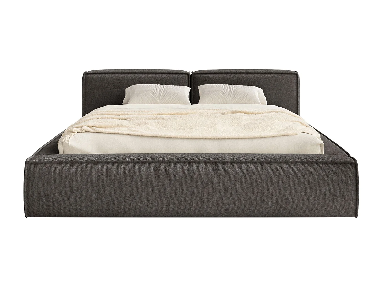 Opbergbed 200x200 cm – met lattenbodem – chenille – grafietgrijs – TILVES SLIM
