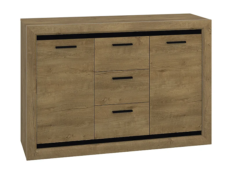 SIDEBOARD Baltica Lefkas Eiche / schwarz 138 / 43 / 94cm