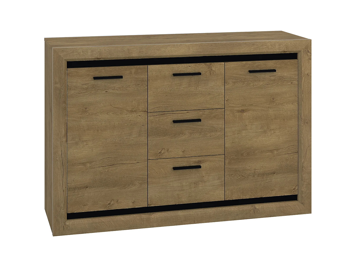 SIDEBOARD Baltica Lefkas Eiche / schwarz 138 / 43 / 94cm