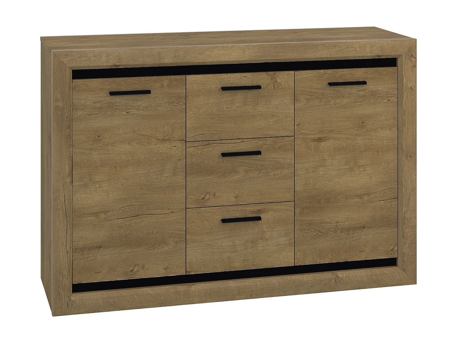 SIDEBOARD Baltica Lefkas Eiche / schwarz 138 / 43 / 94cm