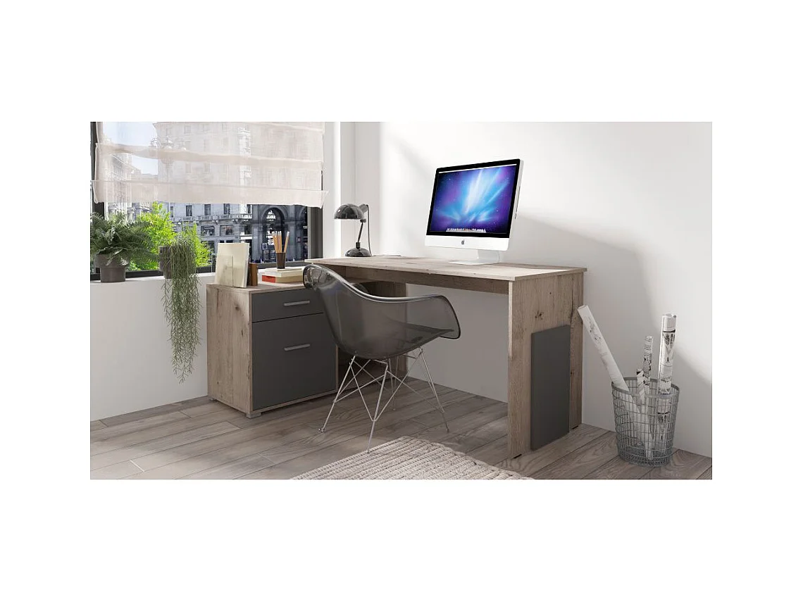 ECKSCHREIBTISCH Como Wellington Eiche / graphit 168 / 110 / 76cm