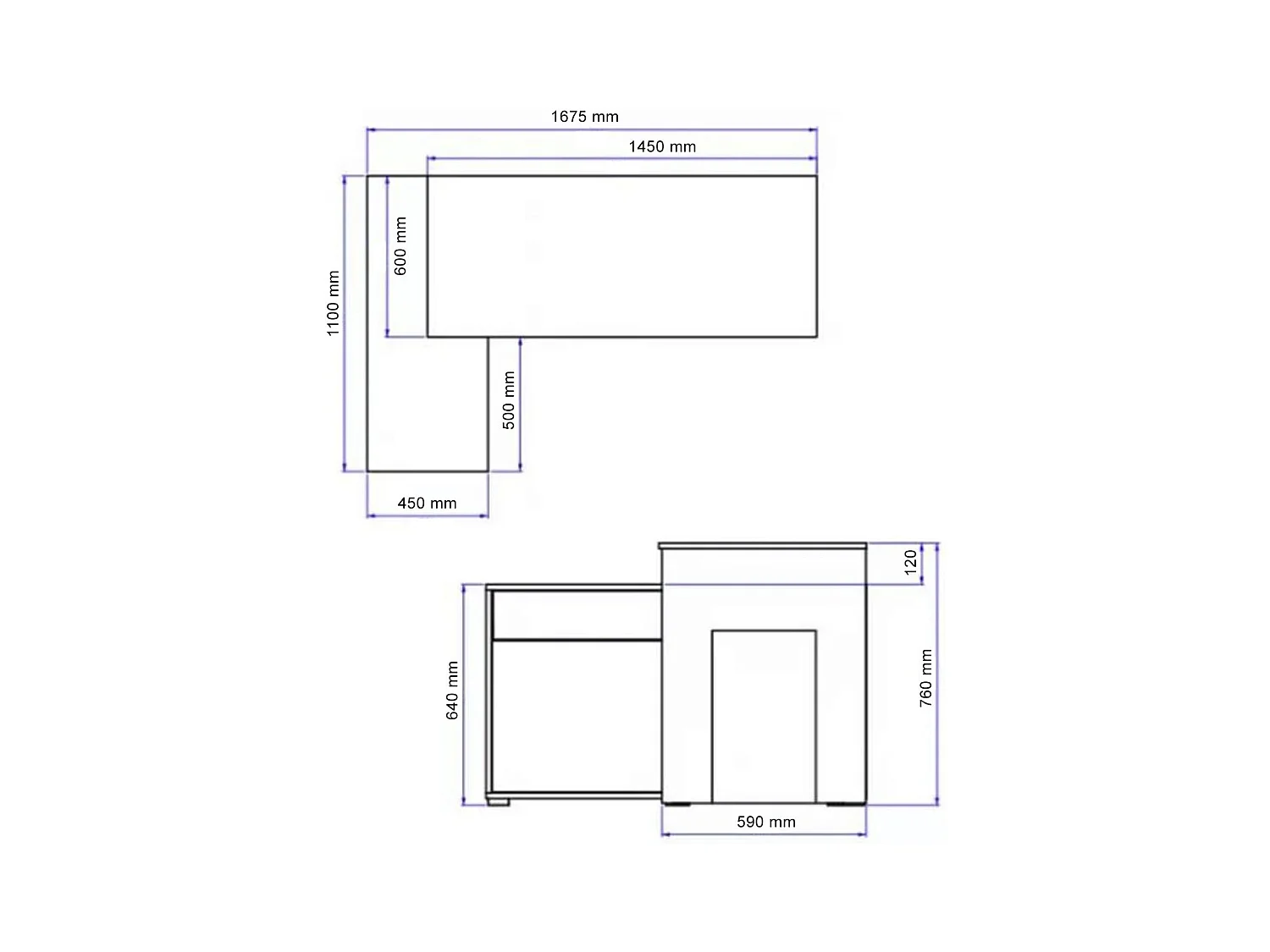 ECKSCHREIBTISCH Como Wellington Eiche / graphit 168 / 110 / 76cm