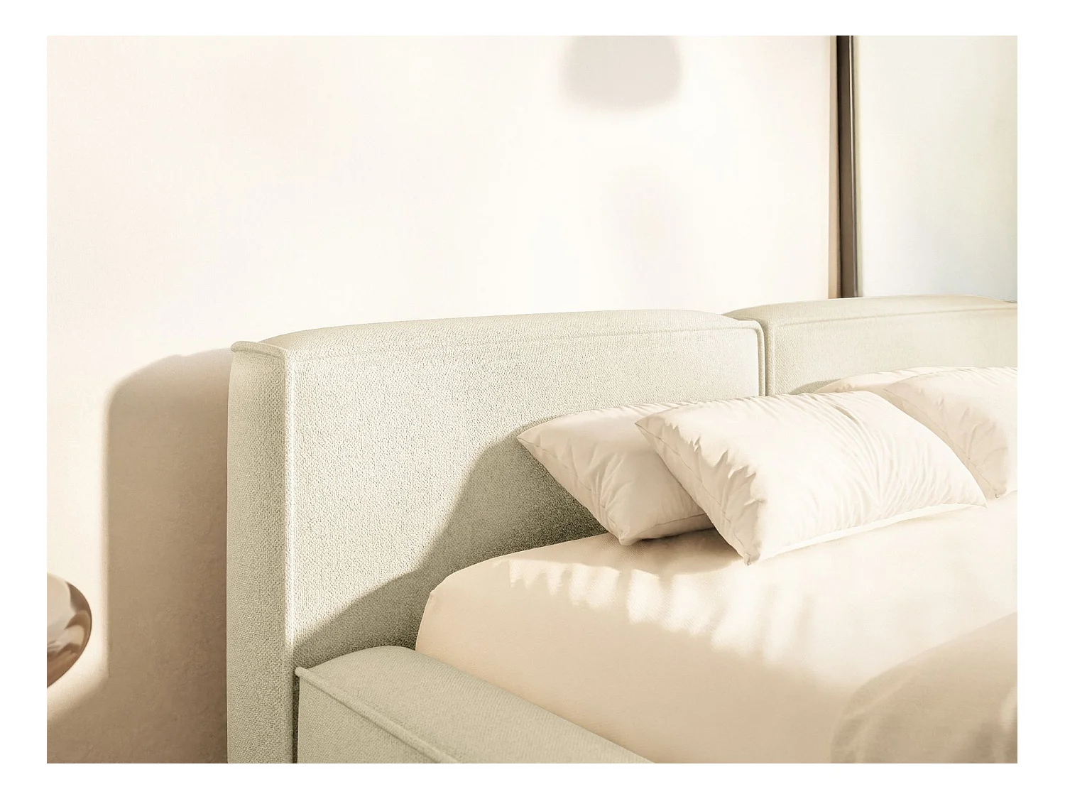 Polsterbett 180x200 mit Bettkasten – Lattenrost – Chenille – creme – TILVES SLIM