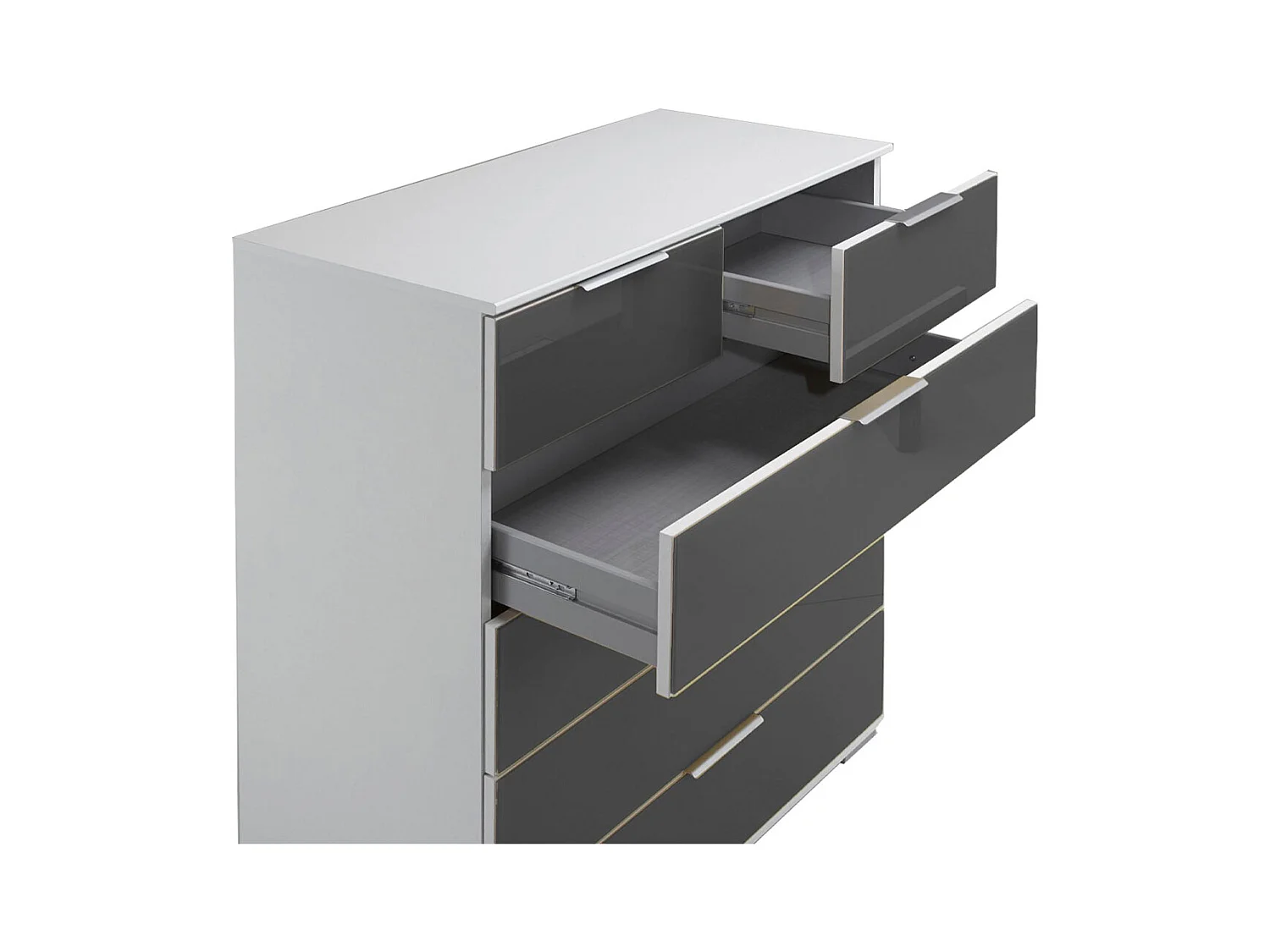 KOMMODE Easy Plus eiß / Grauglas 82 / 41 / 102cm