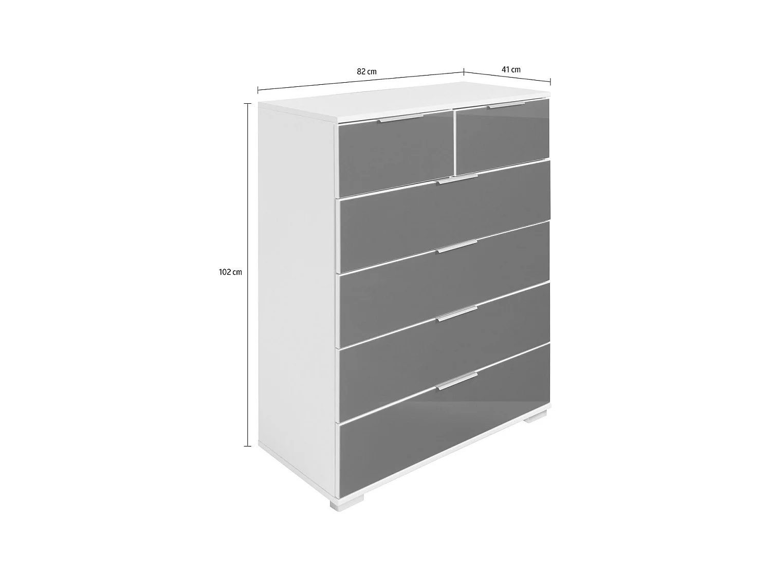 KOMMODE Easy Plus eiß / Grauglas 82 / 41 / 102cm
