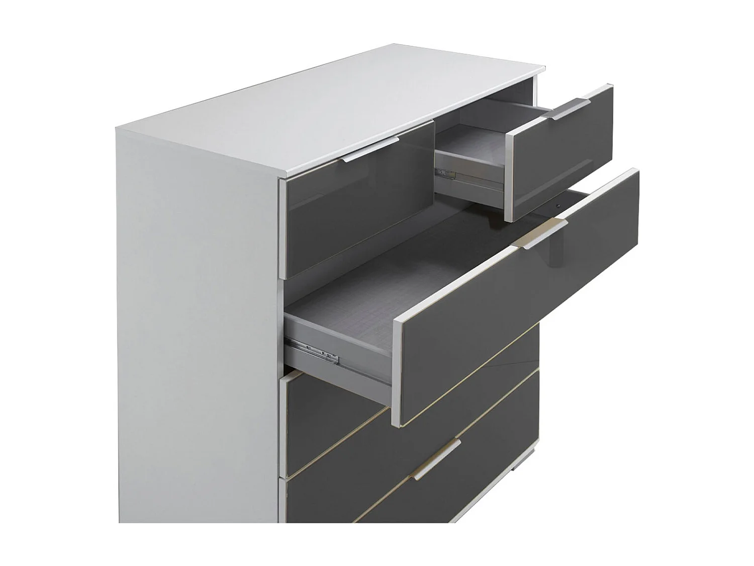 KOMMODE Easy Plus eiß / Grauglas 82 / 41 / 102cm