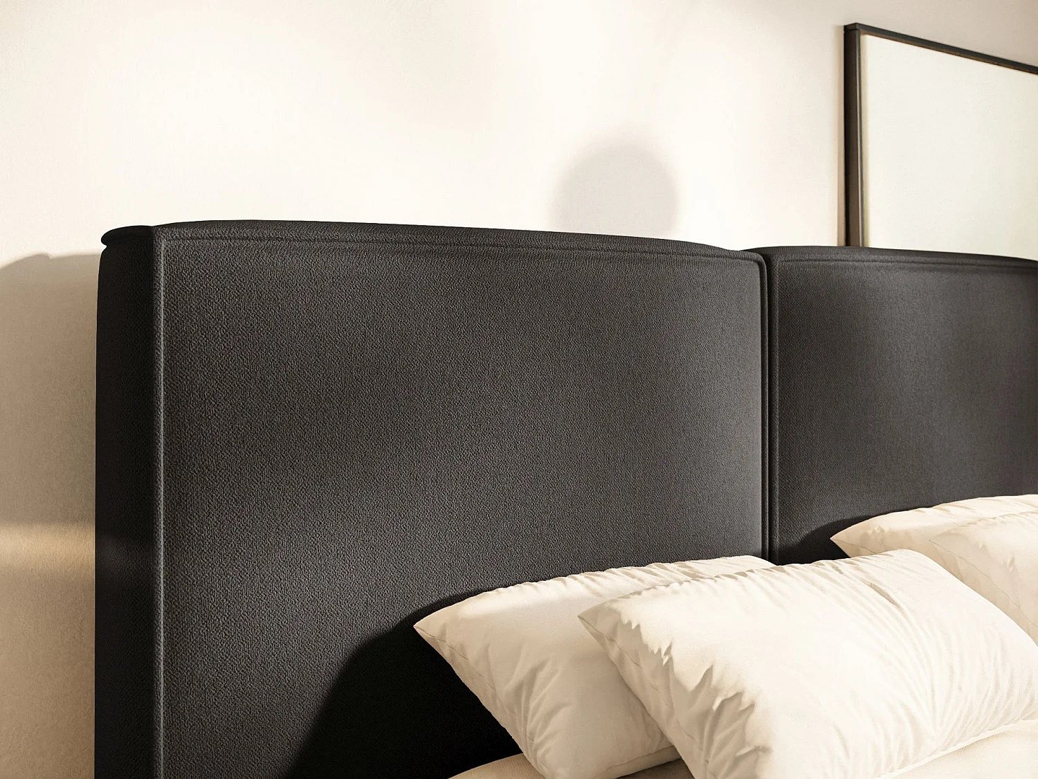 Lit tapissé 140x200 avec coffre – sommier à lattes – chenille – gris graphite – TILVES