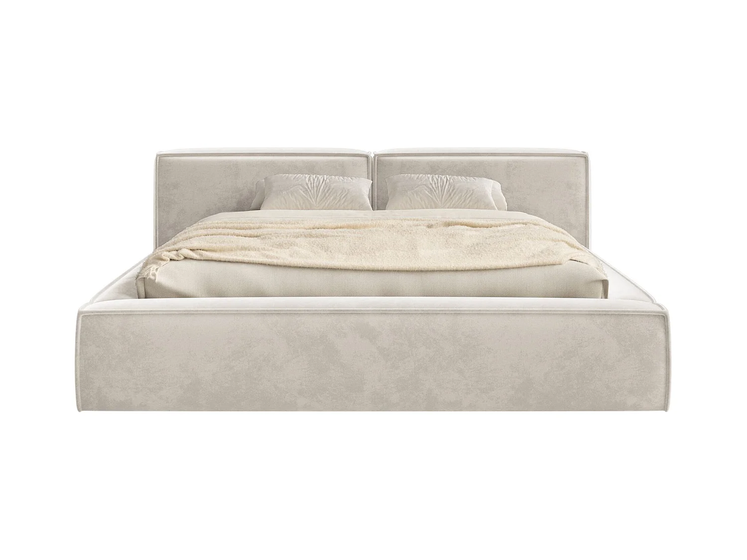 Polsterbett 180x200 mit Bettkasten – Lattenrost – Velours – graubeige – TILVES LOW