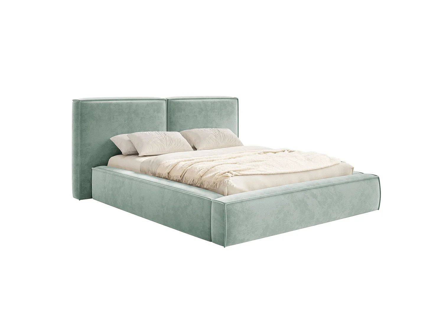 Gestoffeerd bed 180x200 – opbergruimte – lattenbodem – velours – saliegroen – TILVES