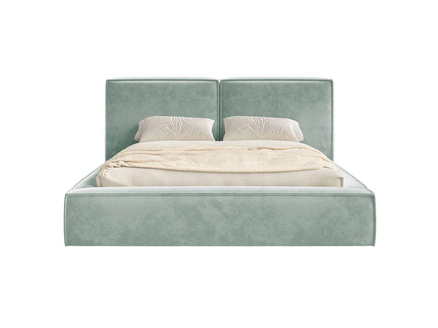 Gestoffeerd bed 180x200 – opbergruimte – lattenbodem – velours – saliegroen – TILVES