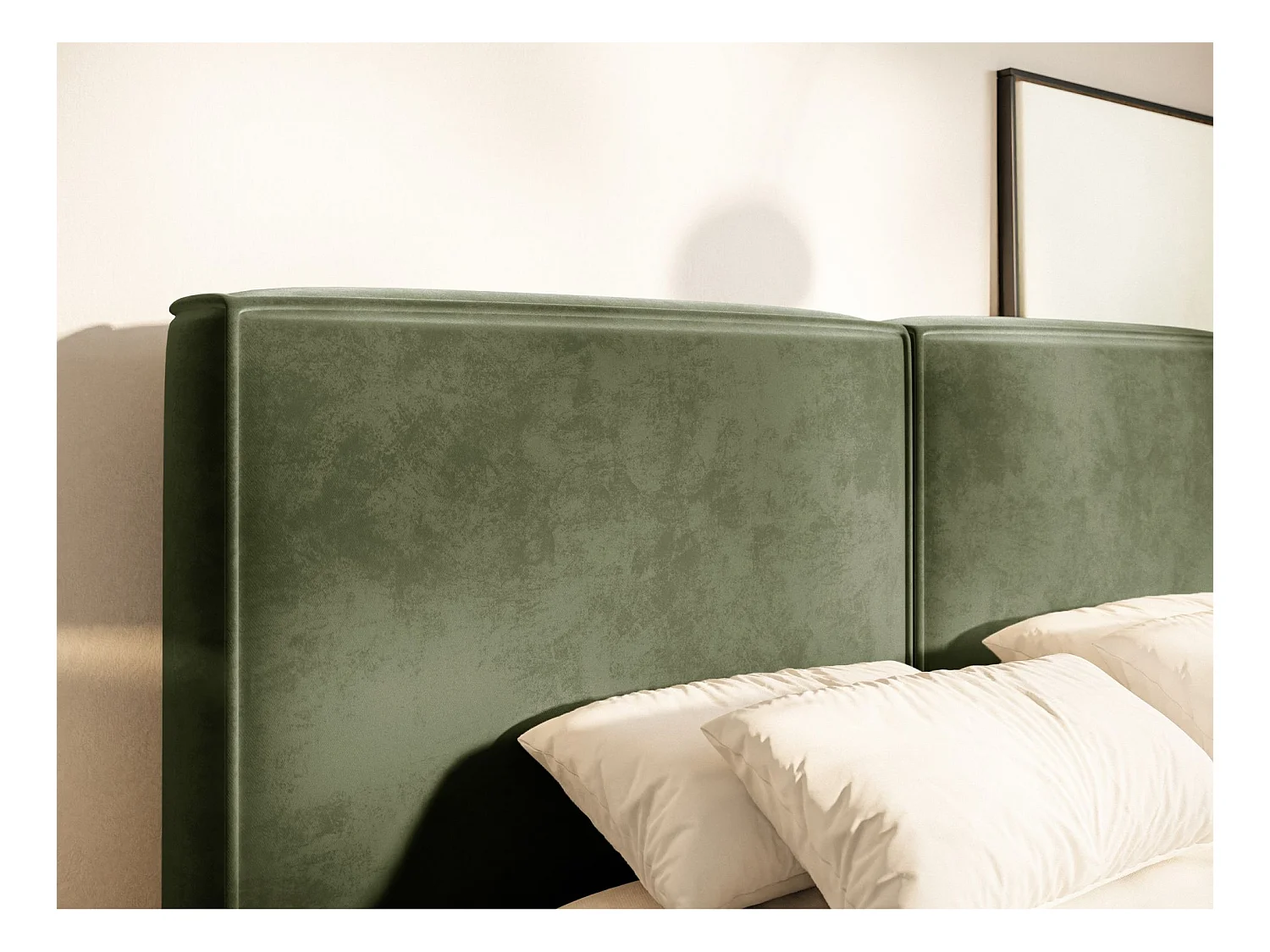 Polsterbett 160x200 mit Bettkasten – Lattenrost – Velours – olivgrün – TILVES