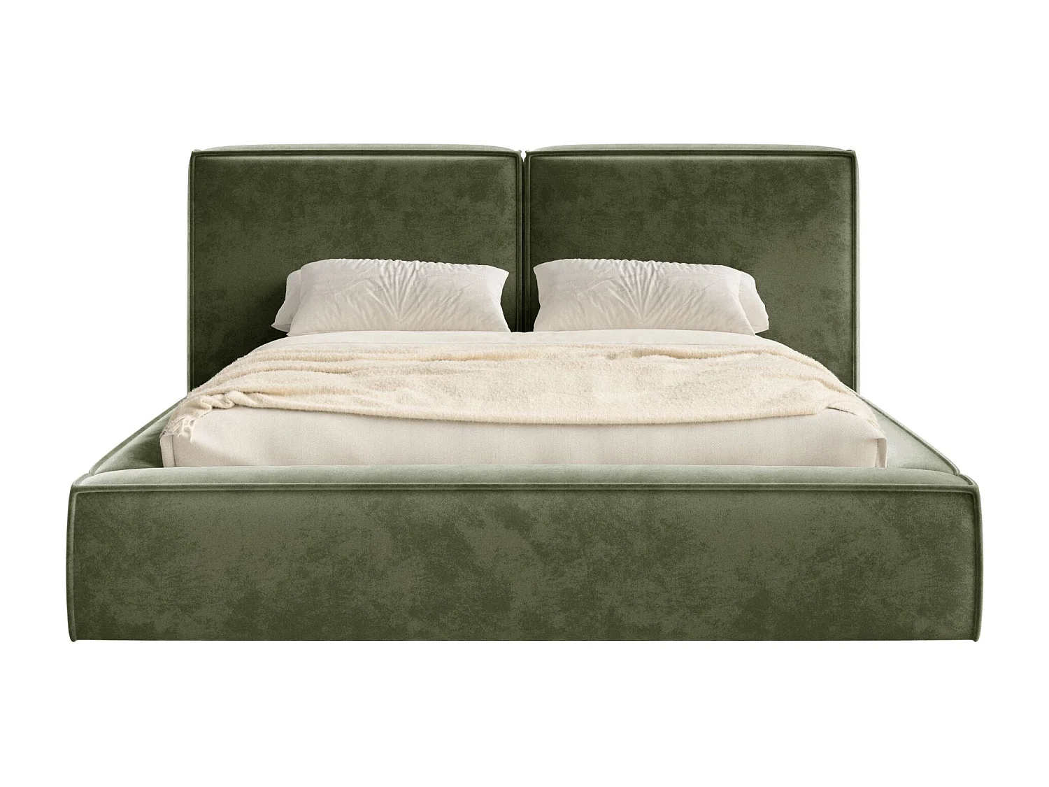 Gestoffeerd bed 160x200 – opbergruimte – lattenbodem – velours – olijfgroen – TILVES