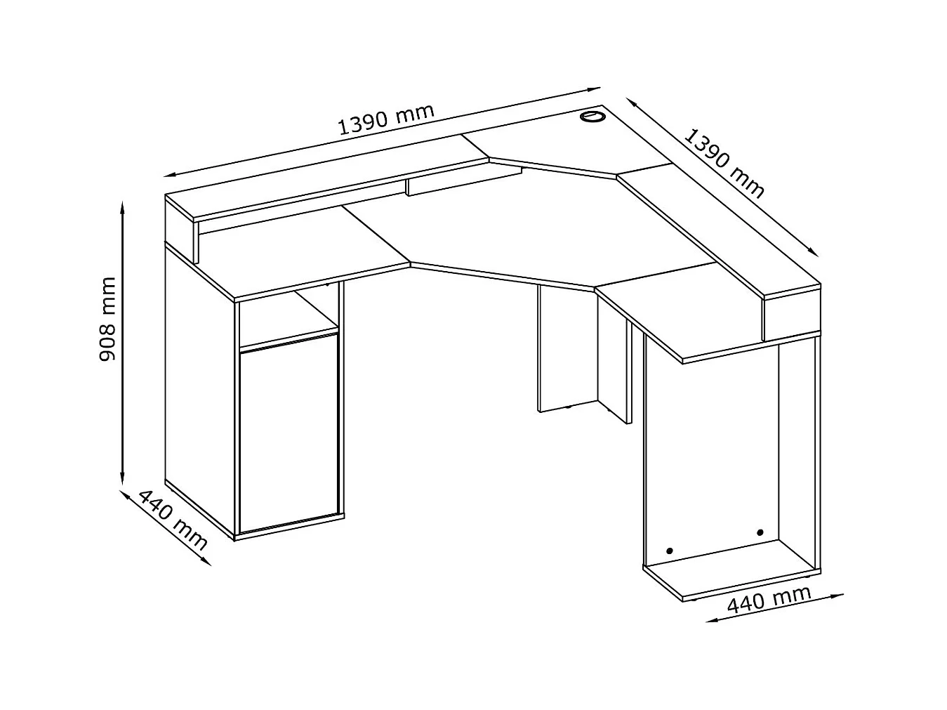 ECKSCHREIBTISCH Carbon graphitgrau 139 / 139 / 89cm