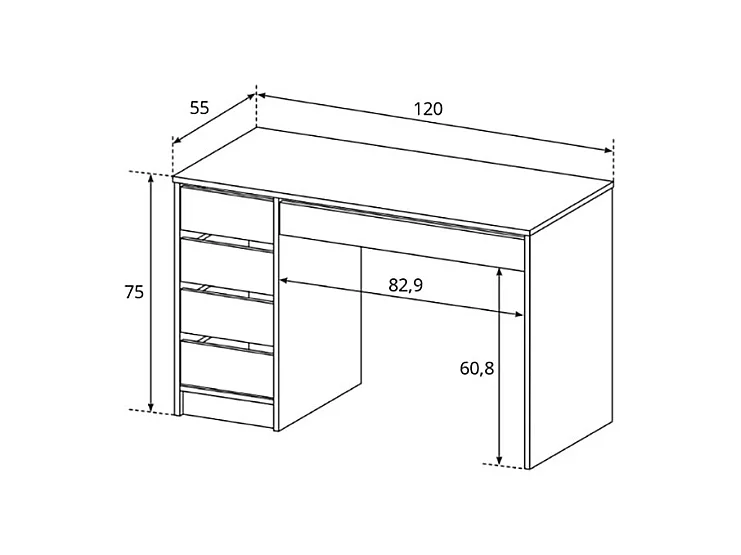 SCHREIBTSICH Ada anthrazit 120 / 55 / 75cm