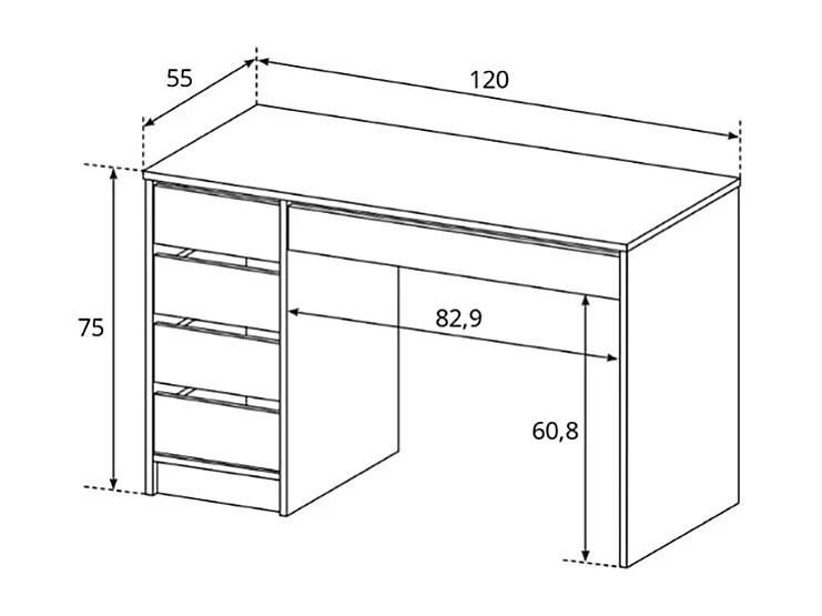 SCHREIBTSICH Ada anthrazit 120 / 55 / 75cm